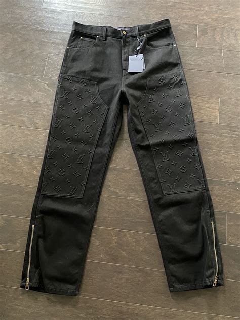 Louis Vuitton Monogram Detail Carpenter Denim Pants Black